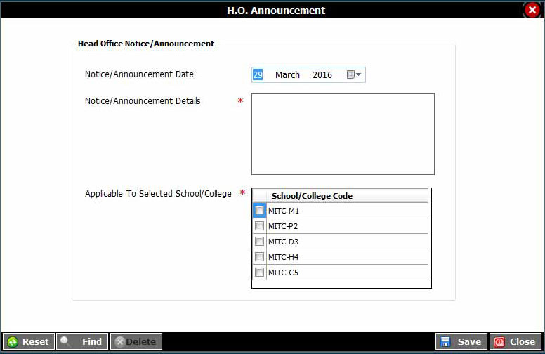 H.O.Announcement